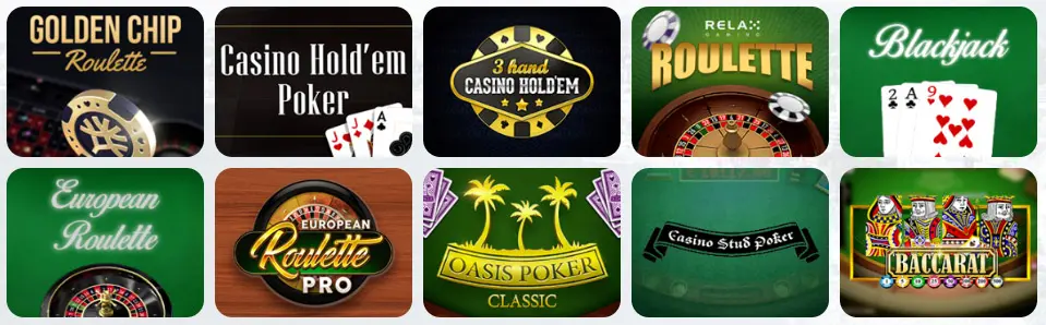 Jeux de table au Casino Wolfy